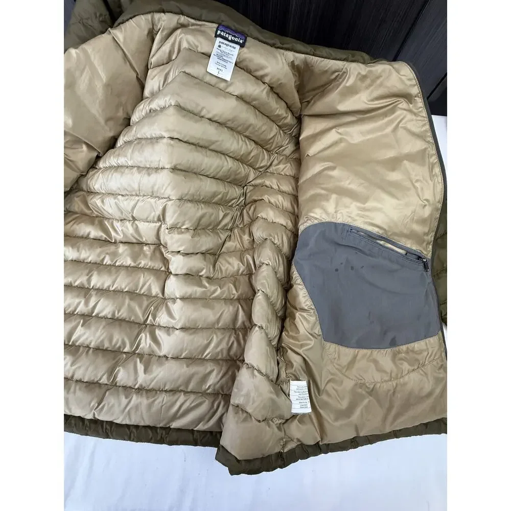 Patagonia Men Goose Down Quilted Puffer Jacket Olive Green Lg Style 84673FA12